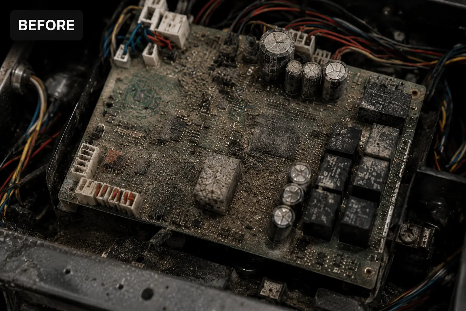 Before repair — dead control board